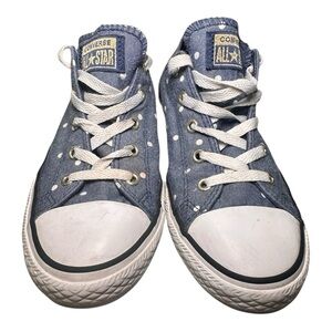 Converse Chuck Taylor All Star Denim Polka Dot Sneakers Women's 4 Youth 3.5 Blue